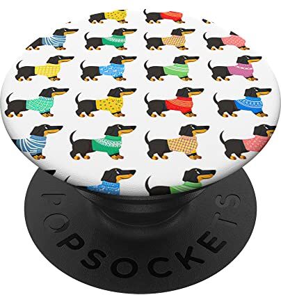 Cute Dachshund Supply Co. Simpatico bassotto Design Pattern Weiner Dog Doxie su bianco PopSockets PopGrip Intercambiabile