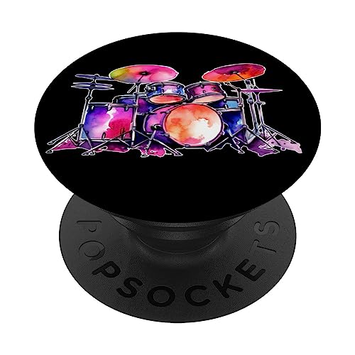 Retro Drum Set Artistici Batteristi & Percussionisti Amanti della musica PopSockets PopGrip Intercambiabile