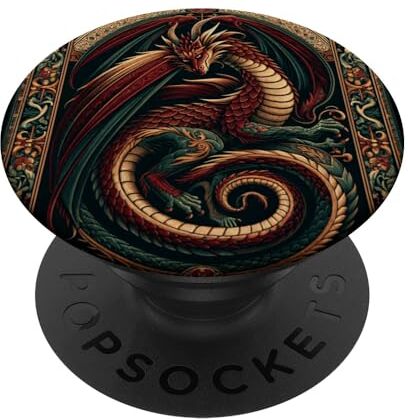 Vintage Dragon Artwork elegante arazzo motivo stile PopSockets PopGrip Intercambiabile