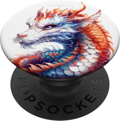 Dragon Fresco feroce mitico arcobaleno drago asiatico anime arte PopSockets PopGrip Intercambiabile