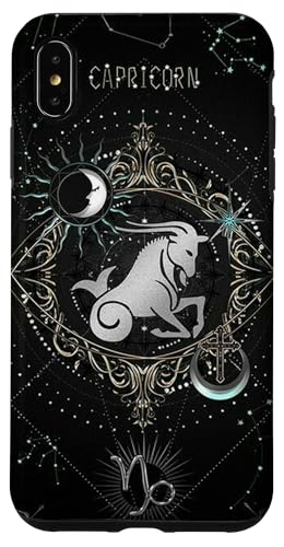 Custodia per iPhone XS Max Stella zodiacale dell'oroscopo astrologico nero Capricorno