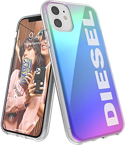 Diesel Custodia progettata per iPhone 11, Custodia olografica, Antiurto, Testata a Prova di Caduta, Cover Protettiva Completa con Bordi rialzati, olografico, Bianco