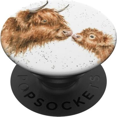 ART Mama Highland Mucca Baciare Vitello Carino Madre Mucca & Bambino PopSockets PopGrip Intercambiabile