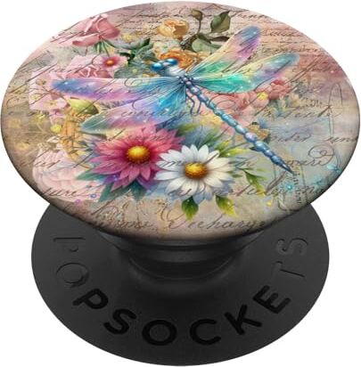 ART Libellula floreale retrò stile vittoriano rose libellula PopSockets PopGrip Intercambiabile