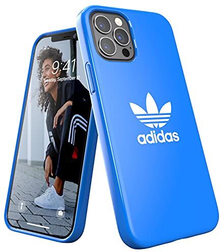 adidas 42289 Custodia progettata per iPhone 12 / iPhone 12 Pro 6.1, cover testate a caduta, bordi rialzati antiurto originale, colore: blu