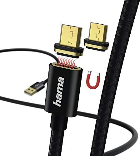 Hama Magnetic 1m USB A Micro-USB B Maschio Maschio Nero cavo USB