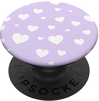 Candy Cuori Bianco Lavanda Kawaii Carino Pastello Estetico Lilla PopSockets PopGrip Intercambiabile