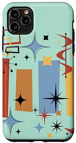 Atomic Custodia per iPhone 11 Pro Max Retro Mid Century Modern MCM Vibe Estetica Kitsch Art