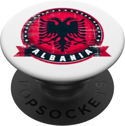 YO! Vintage Retro Patriottico Albanese Bandiera Albania Fan PopSockets PopGrip Intercambiabile