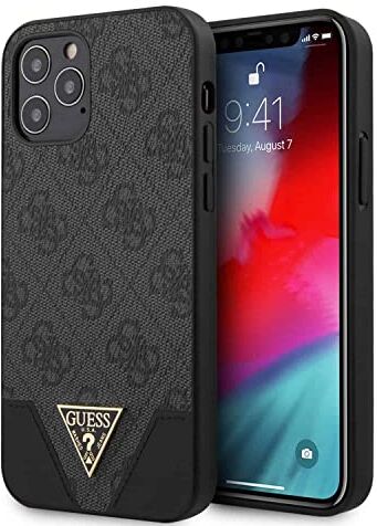 GUESS Guhcp12Mpu4Ghbk 4G Triangle Collection Custodia Per Iphone 12/12 Pro 6,1", Colore: Grigio