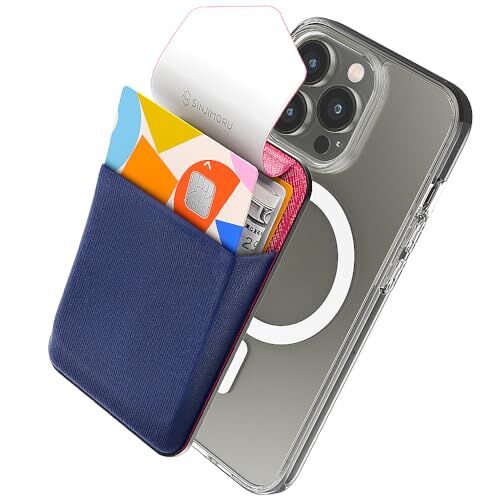Sinjimoru [2022 Updated] iPhone 14 Magnetic iPhone Wallet Compatible with MagSafe Wallet, Magnetic Phone Wallet as iPhone Card Holder for iPhone 12,13 & 14 Series. M-Flap Navy