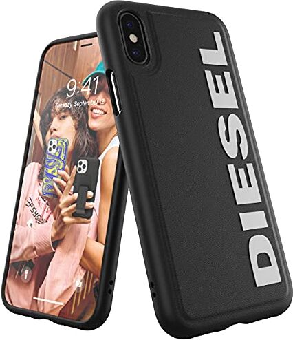 Diesel Custodia progettata per iPhone X/iPhone XS Custodia, con interno sagomato, antiurto, testata contro le cadute, con bordo rialzato, colore: Nero/Bianco