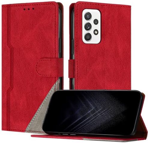 JayModCase Custodia per Samsung Galaxy A33 5G,Flip Custodia Portafoglio Caso Libro con Magnetica   porta carte di credito   Supporto Stand Rosso