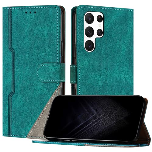 JayModCase Custodia per Samsung Galaxy S22 Ultra,Flip Custodia Portafoglio Caso Libro con Magnetica   porta carte di credito   Supporto Stand Verde