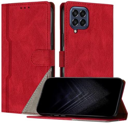 JayModCase Custodia per Samsung Galaxy M33 5G,Flip Custodia Portafoglio Caso Libro con Magnetica   porta carte di credito   Supporto Stand Rosso