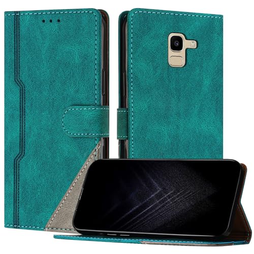 JayModCase Custodia per Samsung Galaxy J6 2018,Flip Custodia Portafoglio Caso Libro con Magnetica   porta carte di credito   Supporto Stand Verde
