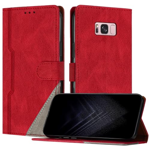JayModCase Custodia per Samsung Galaxy S8 Plus,Flip Custodia Portafoglio Caso Libro con Magnetica   porta carte di credito   Supporto Stand Rosso