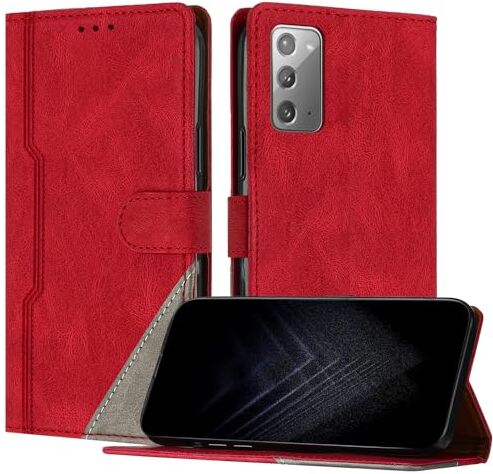 JayModCase Custodia per Samsung Galaxy Note 20,Flip Custodia Portafoglio Caso Libro con Magnetica   porta carte di credito   Supporto Stand Rosso