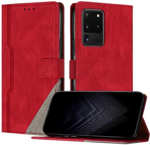 JayModCase Custodia per Samsung Galaxy S20 Plus,Flip Custodia Portafoglio Caso Libro con Magnetica   porta carte di credito   Supporto Stand Rosso