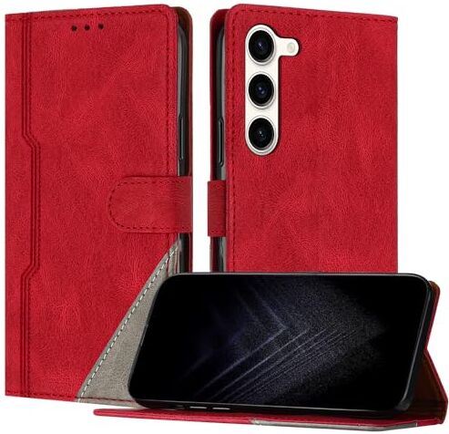 JayModCase Custodia per Samsung Galaxy S23 Plus,Flip Custodia Portafoglio Caso Libro con Magnetica   porta carte di credito   Supporto Stand Rosso