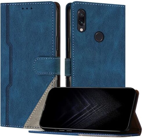 JayModCase Custodia per Xiaomi Redmi Note 7/ Note 7 Pro,Flip Custodia Portafoglio Caso Libro con Magnetica   porta carte di credito   Supporto Stand Blu