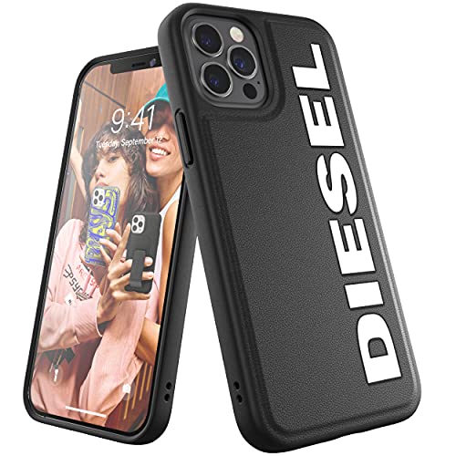 Diesel Progettata per iPhone 12 / iPhone 12 Pro 6.1, custodia Moulded Core, Shockproof, Cover protettiva testata con bordi rialzati, nero/bianco