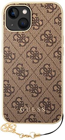 GUESS GUHCP14SGF4GBR Custodia rigida per iPhone 14 da 6,1", colore: Marrone/Ma