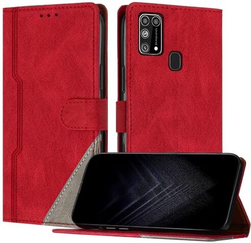 JayModCase Custodia per Samsung Galaxy M31/M21S,Flip Custodia Portafoglio Caso Libro con Magnetica   porta carte di credito   Supporto Stand Rosso