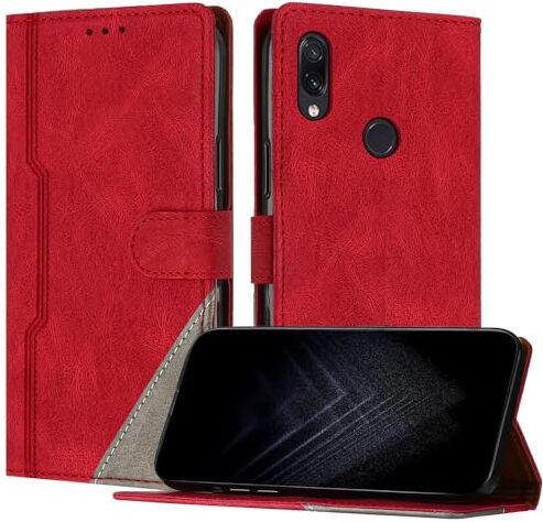 JayModCase Custodia per Xiaomi Redmi Note 7/ Note 7 Pro,Flip Custodia Portafoglio Caso Libro con Magnetica   porta carte di credito   Supporto Stand Rosso