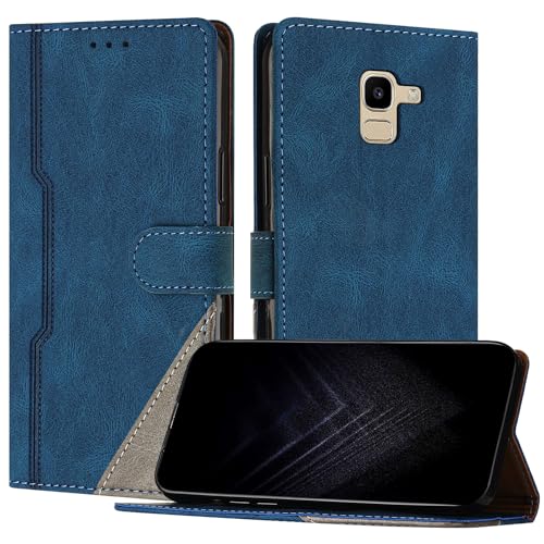JayModCase Custodia per Samsung Galaxy J6 2018,Flip Custodia Portafoglio Caso Libro con Magnetica   porta carte di credito   Supporto Stand Blu