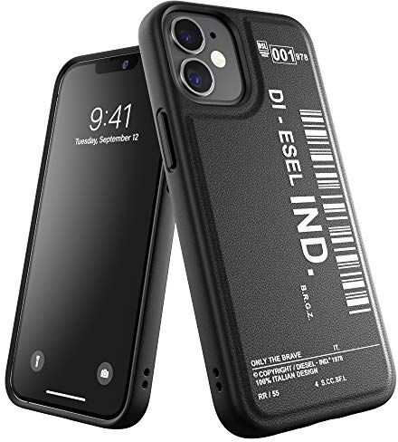 Diesel Progettata per iPhone 12 Mini 5.4, custodia Moulded Core, antiurto e testata a prova di drop con bordi rialzati, colore: nero/bianco