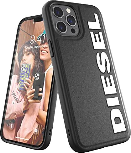 Diesel Progettata per iPhone 12 Pro Max 6.7, custodia Moulded Core, antiurto e testata a prova di drop con bordi rialzati, colore: nero/bianco