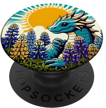 Dragon Simpatico drago arte cool draghi Texas Bluebonnets PopSockets PopGrip Intercambiabile