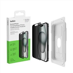 Belkin ScreenForce TemperedGlass Proteggi schermo antimicrobico con filtro privacy per iPhone 15 e iPhone 14 Pro, sottile e antigraffio, con supporto Easy Align per un'applicazione senza bolle Belkin ScreenForce TemperedGlass Proteggi schermo antimicrobico con filtro privacy per iPhone 15 e iPhone 14 Pro, sottile e antigraffio, con supporto Easy Align per un'applicazione senza bolle
