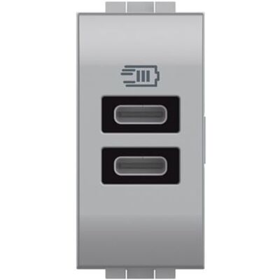 Caricatore Base Bticino 2xUSB Type-C - 1 Modulo Ricarica Rapida Caricatore Base Bticino 2xUSB Type-C - 1 Modulo Ricarica Rapida