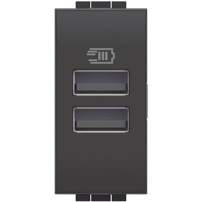 Bticino - L4191aa - Antracite - 2x USB - Modulo di ricarica Bticino - L4191aa - Antracite - 2x USB - Modulo di ricarica