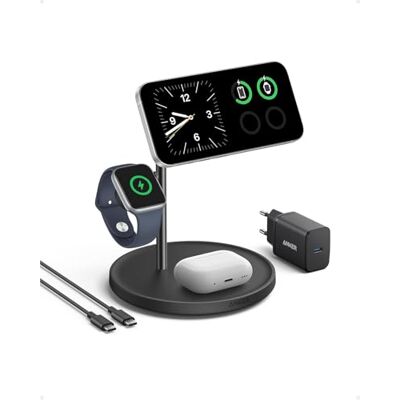 Stazione di ricarica wireless Anker MagGo 15W - 3-in-1 Nera Stazione di ricarica wireless Anker MagGo 15W - 3-in-1 Nera