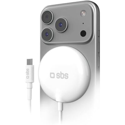 SBS Alimentatore MagSafe Qi2 25W, Caricabatterie Wireless Magnetico USB-C Certificato Qi2 25W, Caricatore con Ricarica Rapida, Compatibile con iPhone e Android, Design Slim, Bianco SBS Alimentatore MagSafe Qi2 25W, Caricabatterie Wireless Magnetico USB-C Certificato Qi2 25W, Caricatore con Ricarica Rapida, Compatibile con iPhone e Android, Design Slim, Bianco