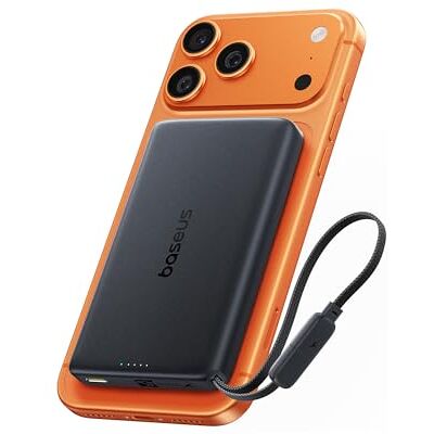 Baseus PicoGo AM52 Power Bank, Qi2.2 Magsafe Powerbank 10000mAh, Ricarica Wireless Ultraveloce da 25 W, Cavo USB C integrato, Ricarica PD da 45 W, Batteria Esterna Magnetica per iPhone 17/16 Pro Max Baseus PicoGo AM52 Power Bank, Qi2.2 Magsafe Powerbank 10000mAh, Ricarica Wireless Ultraveloce da 25 W, Cavo USB C integrato, Ricarica PD da 45 W, Batteria Esterna Magnetica per iPhone 17/16 Pro Max