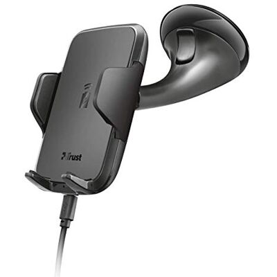 Trust Urban Yudo10 Supporto per telefono e caricabatterie wireless da auto, Nero Trust Urban Yudo10 Supporto per telefono e caricabatterie wireless da auto, Nero