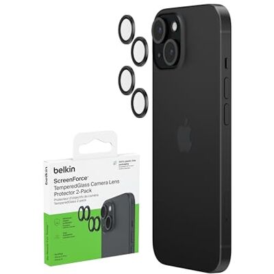 Belkin ScreenForce TemperedGlass Pellicola Protettiva per fotocamera iPhone 15 e iPhone 15 Plus, Pellicola Vetro Temprato, compatibilità custodia, accessori per Apple iPhone (Confezione da 2) Belkin ScreenForce TemperedGlass Pellicola Protettiva per fotocamera iPhone 15 e iPhone 15 Plus, Pellicola Vetro Temprato, compatibilità custodia, accessori per Apple iPhone (Confezione da 2)