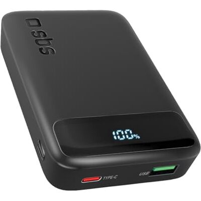SBS Compact PowerBank, 10000mAh, 20W Power Delivery (PD 3.0 PPS) AFC, Power Bank con Ricarica Rapida, Display LCD, USB-C, USB-A, Caricabatterie Portatile da Viaggio, Design Compatto, Nero SBS Compact PowerBank, 10000mAh, 20W Power Delivery (PD 3.0 PPS) AFC, Power Bank con Ricarica Rapida, Display LCD, USB-C, USB-A, Caricabatterie Portatile da Viaggio, Design Compatto, Nero