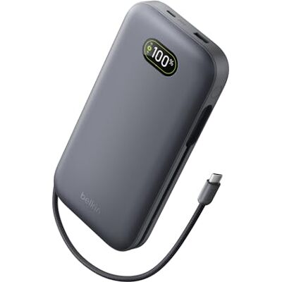 Belkin UltraCharge Pro Power Bank 27000mAh, Caricatore Portatile con Cavo USB C Integrato, USB PD 240W, Power Bank Portatile con Carica Rapida per MacBook Pro, iPhone, iPad Pro, Galaxy, Pixel, Carbone Belkin UltraCharge Pro Power Bank 27000mAh, Caricatore Portatile con Cavo USB C Integrato, USB PD 240W, Power Bank Portatile con Carica Rapida per MacBook Pro, iPhone, iPad Pro, Galaxy, Pixel, Carbone