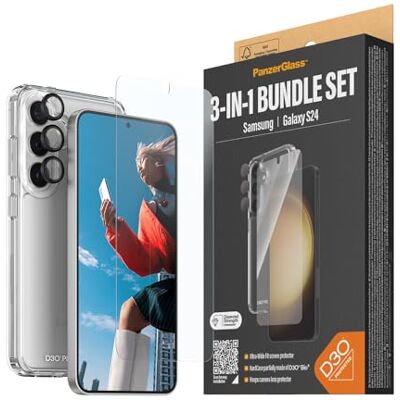 PanzerGlass ™ Bundle Protezione 3-In-1 per Samsung S24 HardCase D3O® Bio, Protezione Lente PicturePerfect, Schermo Ultra-Wide Fit PanzerGlass ™ Bundle Protezione 3-In-1 per Samsung S24 HardCase D3O® Bio, Protezione Lente PicturePerfect, Schermo Ultra-Wide Fit