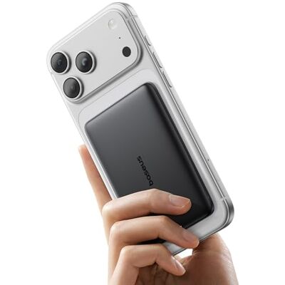 Baseus Picogo AM41 Power Bank, Ultra Slim 5000mAh Magsafe Powerbank, Ricarica Rapida PD 20W, Portatile, Magnetico Batteria Esterna Wireless con cavo USB C per iPhone 17/16/15/14/13/12, Nero Baseus Picogo AM41 Power Bank, Ultra Slim 5000mAh Magsafe Powerbank, Ricarica Rapida PD 20W, Portatile, Magnetico Batteria Esterna Wireless con cavo USB C per iPhone 17/16/15/14/13/12, Nero