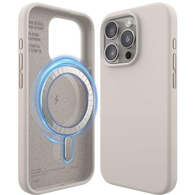 elago Cover Magnetica in Silicone per iPhone 15 Pro Compatibile con MagSafe, Magneti Integrati, Silicone Premium, Protezione Completa, Struttura a 5 Strati (Beige) elago Cover Magnetica in Silicone per iPhone 15 Pro Compatibile con MagSafe, Magneti Integrati, Silicone Premium, Protezione Completa, Struttura a 5 Strati (Beige)