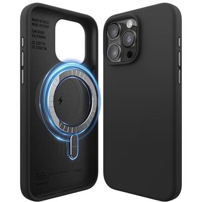 elago Cover Magnetica in Silicone per iPhone 15 Pro Max Compatibile con MagSafe, Magneti Integrati, Silicone Premium, Protezione Completa, Struttura a 5 Strati (Nero) elago Cover Magnetica in Silicone per iPhone 15 Pro Max Compatibile con MagSafe, Magneti Integrati, Silicone Premium, Protezione Completa, Struttura a 5 Strati (Nero)