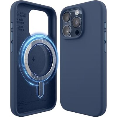 elago Cover Magnetica in Silicone per iPhone 15 Pro Compatibile con MagSafe, Magneti Integrati, Silicone Premium, Protezione con Struttura a 5 Strati (Jean Indigo) elago Cover Magnetica in Silicone per iPhone 15 Pro Compatibile con MagSafe, Magneti Integrati, Silicone Premium, Protezione con Struttura a 5 Strati (Jean Indigo)