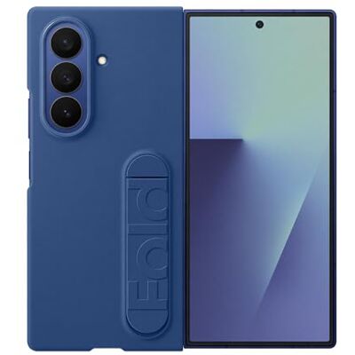 Samsung Silicone Case Cover con cavalletto per Galaxy Z Fold7, 2 pellicole schermo anteriore incluse, Blue Samsung Silicone Case Cover con cavalletto per Galaxy Z Fold7, 2 pellicole schermo anteriore incluse, Blue