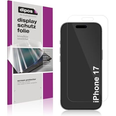 dipos 4x Pellicola Protettiva trasparente per Apple iPhone 17 Si adatta perfettamente, ultra sottile, antigraffio, senza bolle, compatibile con cover, anti impronte, autoadesiva dipos 4x Pellicola Protettiva trasparente per Apple iPhone 17 Si adatta perfettamente, ultra sottile, antigraffio, senza bolle, compatibile con cover, anti impronte, autoadesiva